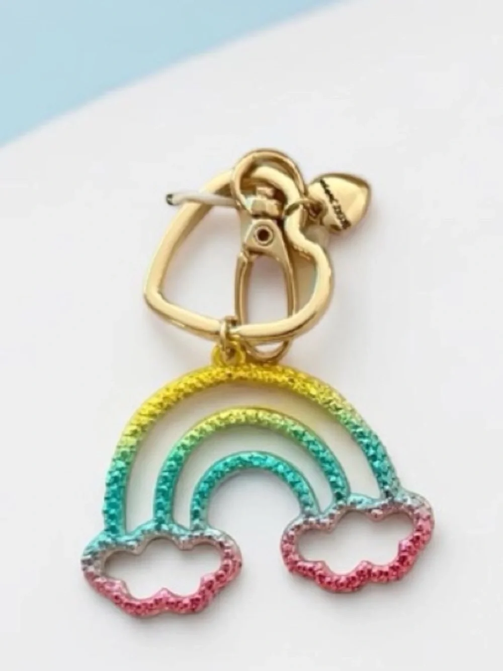 Betsey Johnson rainbow heart ombré keychain bag charm NEW IN BOX